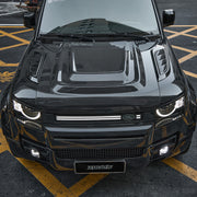 Zhou's dry carbon fiber bonnet installed on Land Rover Defender 110