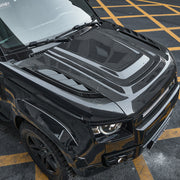 Zhou's dry carbon fiber bonnet installed on Land Rover Defender 110
