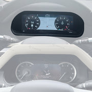 Digital dashboard installed in Land Rover Defender displaying vehicle information