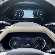 Digital dashboard installed in Land Rover Defender displaying vehicle information