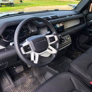 Digital dashboard installed in Land Rover Defender displaying vehicle information