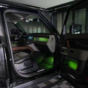 10-color LED ambient light kit installed in Land Rover Defender